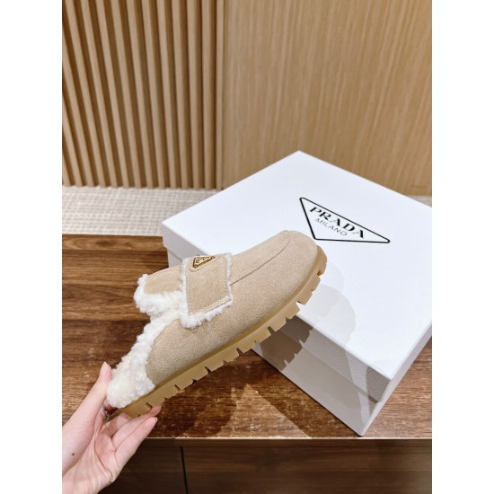 Prada Suede and shearling slippers