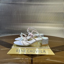 Rene caovilla Caterina Peach Slider Sandal With Crystals