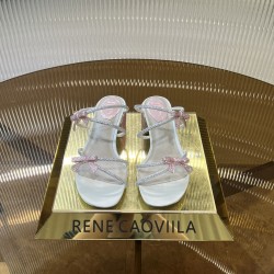 Rene caovilla Caterina Peach Slider Sandal With Crystals