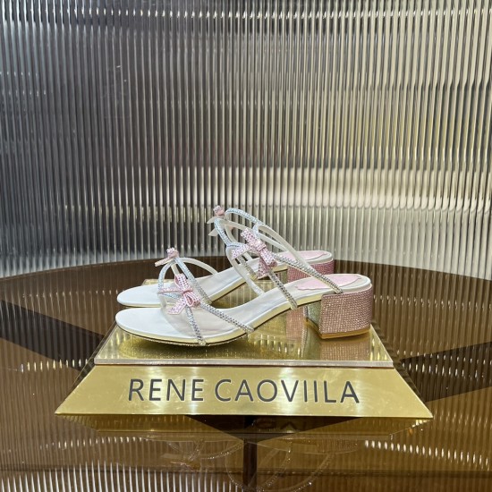 Rene caovilla Caterina Peach Slider Sandal With Crystals