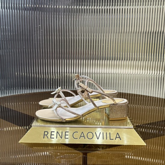 Rene caovilla Caterina Peach Slider Sandal With Crystals