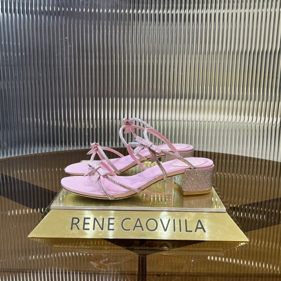 Rene caovilla Caterina Peach Slider Sandal With Crystals