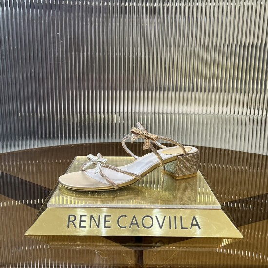 Rene caovilla Caterina Peach Slider Sandal With Crystals