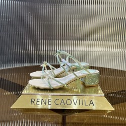 Rene caovilla Caterina Peach Slider Sandal With Crystals