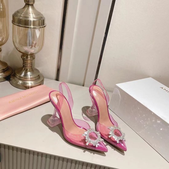 Amina Muaddi Begum Glass Crystal-embellished Pvc Slingback Amina Muaddi Begum Glass Crystal-embellished Pvc Slingback