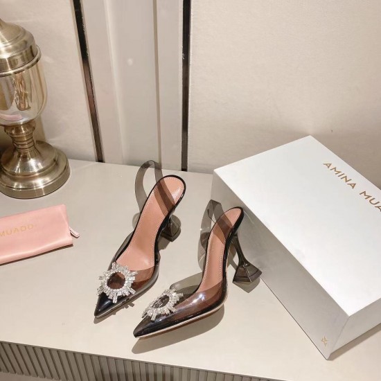 Amina Muaddi Begum Glass Crystal-embellished Pvc Slingback Amina Muaddi Begum Glass Crystal-embellished Pvc Slingback