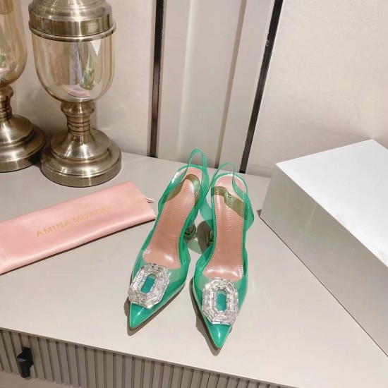 Amina Muaddi Begum Glass Crystal-embellished Pvc Slingback Amina Muaddi Begum Glass Crystal-embellished Pvc Slingback