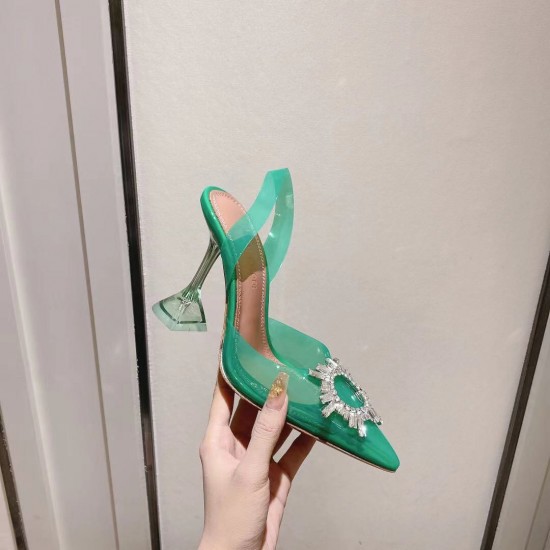 Amina Muaddi Begum Glass Crystal-embellished Pvc Slingback Amina Muaddi Begum Glass Crystal-embellished Pvc Slingback