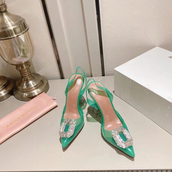Amina Muaddi Begum Glass Crystal-embellished Pvc Slingback Amina Muaddi Begum Glass Crystal-embellished Pvc Slingback
