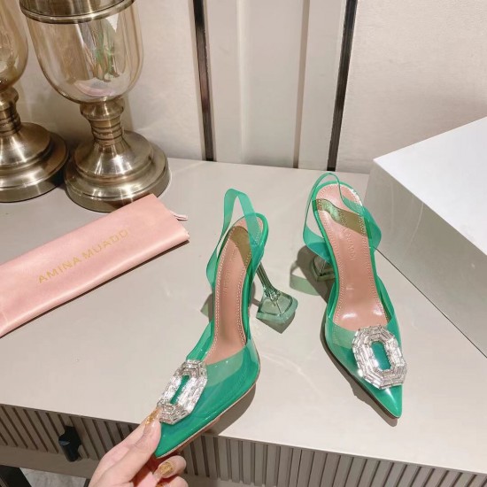 Amina Muaddi Begum Glass Crystal-embellished Pvc Slingback Amina Muaddi Begum Glass Crystal-embellished Pvc Slingback
