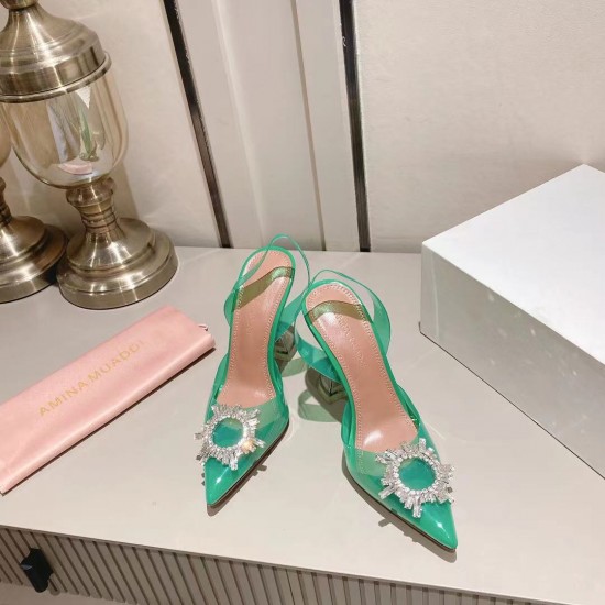 Amina Muaddi Begum Glass Crystal-embellished Pvc Slingback Amina Muaddi Begum Glass Crystal-embellished Pvc Slingback