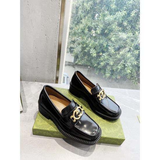 GUCCI古驰女士互扣式双G乐福鞋