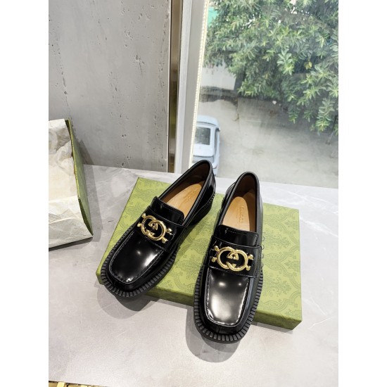 GUCCI古驰女士互扣式双G乐福鞋