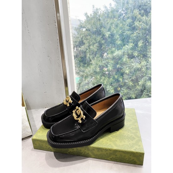 GUCCI古驰女士互扣式双G乐福鞋